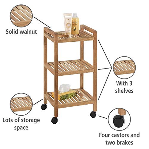 Wenko Norway Carrito, Madera de Nogal, Marrón, 31x35x72 cm