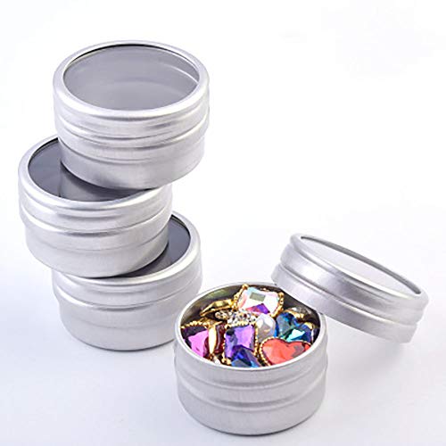 Wenlai 12pcs/120ML Redondo Latas de AluminioTarros,con Tapa Transparente Cajas de Aluminio Vacías para Cosméticos, para Arte de uñas,Almacenar Especias, Dulces, te o Regalos,Joyas de Diamantes