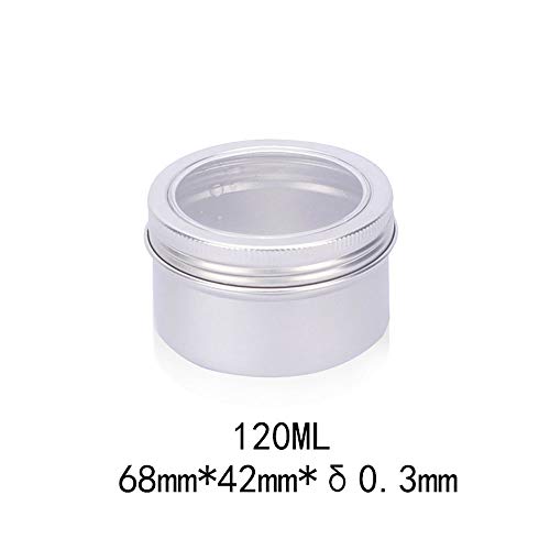 Wenlai 12pcs/120ML Redondo Latas de AluminioTarros,con Tapa Transparente Cajas de Aluminio Vacías para Cosméticos, para Arte de uñas,Almacenar Especias, Dulces, te o Regalos,Joyas de Diamantes