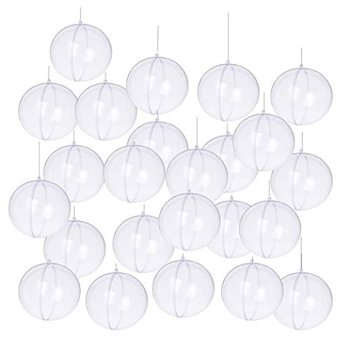 Wenosda Christmas Clear Chucherías Bola Transparente Adorno de Esfera de plástico para Rellenar para el árbol de Navidad/Decoración del hogar/Boda/Cumpleaños/Fiesta/Caja de Regalo, etc (20pcs, 40mm)