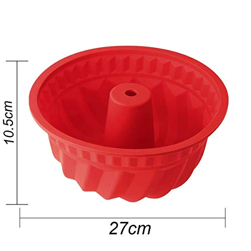 WENTS Molde de Silicona para repostería Magdalenas, tamaño Grande 27cm Rojo, 2pcs