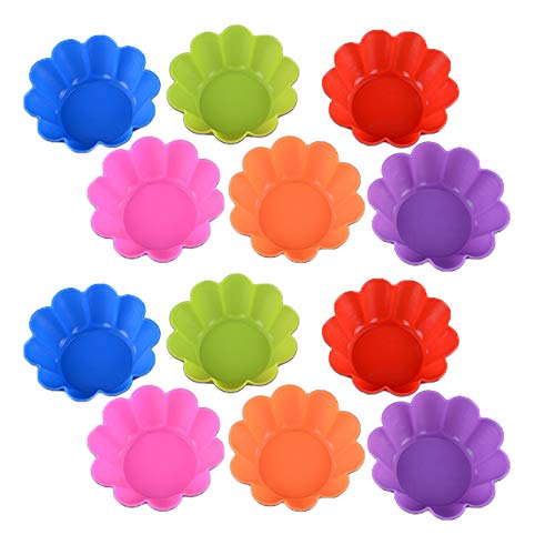 WENTS Molde de silicona para tartas de silicona moldes para tartas de frutas, quiche moldes para tartas o tartas redondo borde ondulado 24 piezas