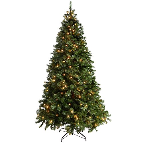 WeRChristmas Árbol de Navidad Verde Esmeralda, Iluminado, Multifuncional, con Luces LED de Color Blanco cálido, Controlador con 8 configuraciones y Ramas con bisagras fáciles de armar, Verde, 2,1 m