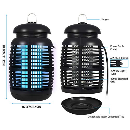 Wesimplelife Lámpara Antimosquitos 15W 4000V Lampara para Mata Mosquitos Insectos Bug Zapper con Luz UV y cajón Limpio Lámpara de Alto Voltaje para Matar Insectos Moscas Polillas para Casa Jardín