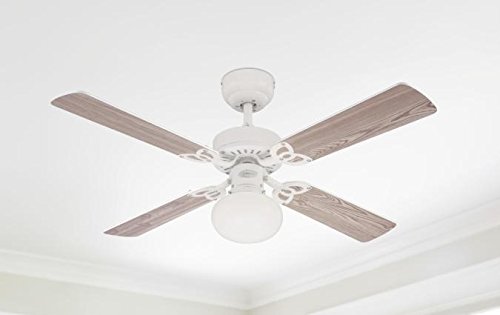 Westinghouse Ceiling Fans Vegas Ventilador de Techo, Metal, Acabado en Blanco con aspas Reversibles en Blanco/Pino blanquedado