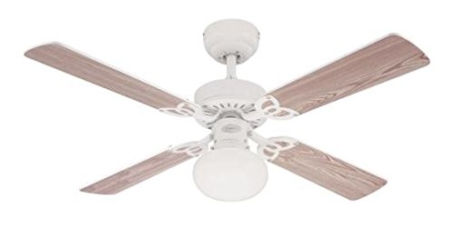 Westinghouse Ceiling Fans Vegas Ventilador de Techo, Metal, Acabado en Blanco con aspas Reversibles en Blanco/Pino blanquedado