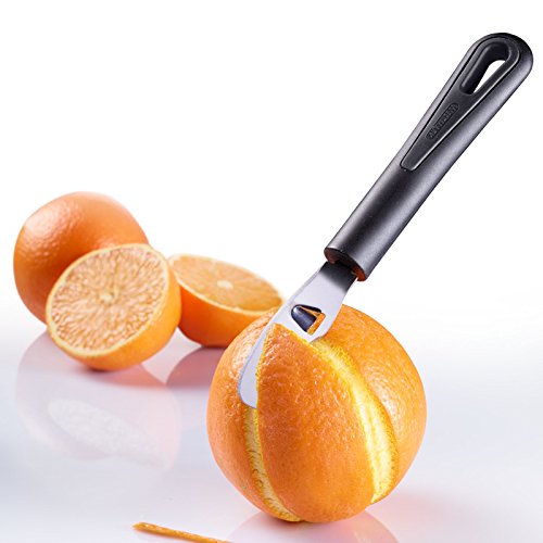 Westmark – Pelador de Naranjas con acanalador, 19 x 2,7 cm, Hoja de Acero Inoxidable, Plástico, 29342270, plástico, Negro, 19 x 2.7 x 2 cm