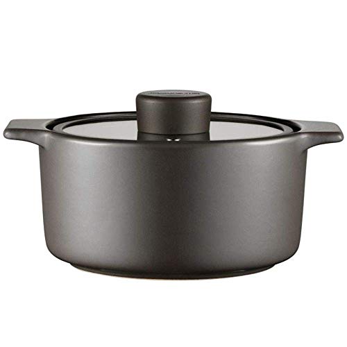 WEWE Olla para estofar Cazuela de Arcilla Cazuela de cerámica - Mejora de la Resistencia a Altas temperaturas Nutrición Liberación Completa Deliciosa Capacidad Duradera 2500ml_Black