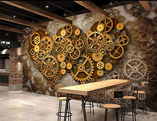 WGBHQ Wallpaper 3D Maquinaria Retro De Engranajes Mural Restaurante Café Arte De Pared Gimnasio Oficina Fondo Pared Foto Corredor Decoración Del Aula Papel Pintado Autoadhesivo Mur(W)400x(H)280cm