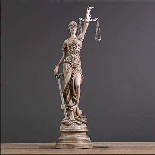 Wghz 14.5"Estatua de la Justicia ciega doblada, Escultura de Resina de Primera Calidad de la Diosa Romana de la Justicia con la balanza de la Justicia y la Espada, Grande 18x57cm (7x22inch)