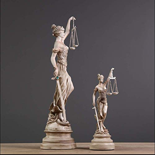 Wghz 14.5"Estatua de la Justicia ciega doblada, Escultura de Resina de Primera Calidad de la Diosa Romana de la Justicia con la balanza de la Justicia y la Espada, Grande 18x57cm (7x22inch)