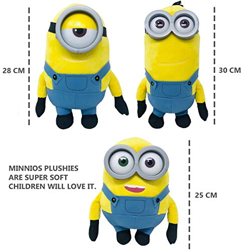 Whitehouse Peluche Minions Bob Kevin Stuart 25/30cm Minion con Gafas de Plástico, Peluche Suave y blandito, Envió Modelo Aleatorio (1 Unidad)