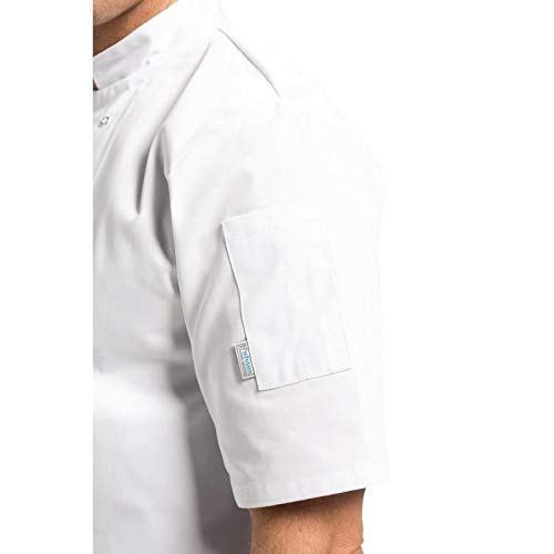 Whites Chefs Apparel A211-M Vegas - Chaqueta de chef (manga corta, tamaño mediano), color blanco