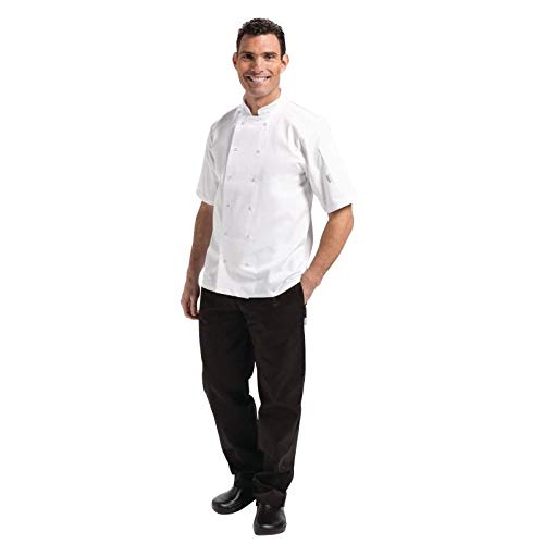 Whites Chefs Apparel A211-M Vegas - Chaqueta de chef (manga corta, tamaño mediano), color blanco