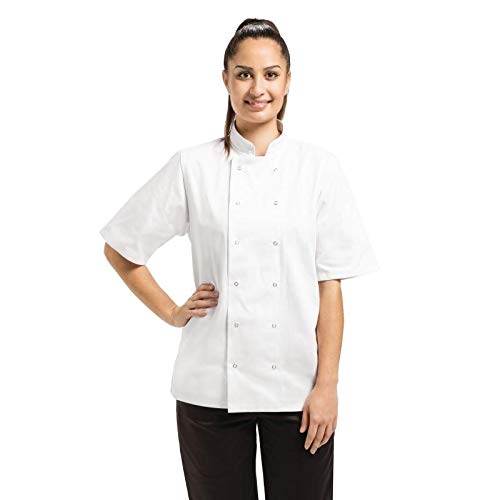 Whites Chefs Apparel A211-M Vegas - Chaqueta de chef (manga corta, tamaño mediano), color blanco