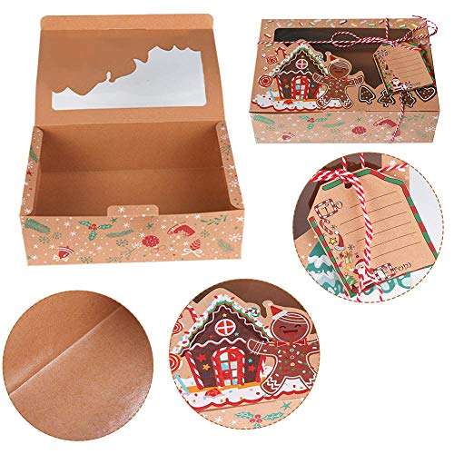 WHK Cajas de Papel navideñas de 12 Piezas - Cajas de Galletas de Chocolate y Dulces navideños, Caja de Pastel de Magdalenas y Muffins Suministros para Fiestas de Navidad