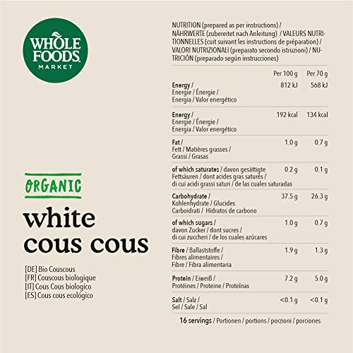 Whole Foods Market - Cous Cous (Pasta alimenticia de sémola de trigo duro) ecológico, 500g