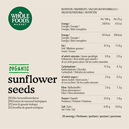 Whole Foods Market - Semillas de girasol ecológicas, 500g