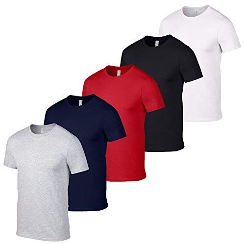 Wholesale Clothing UK 5 Pack de camisetas Gildan para hombre Multicolor Gris Armada Royal Negro Blanco S