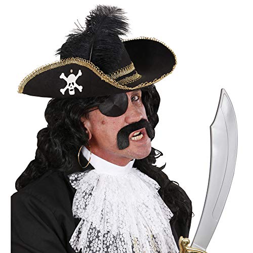 WIDMANN Sombrero Pirata con cráneo y Plumas, Color Negro, Talla única (2591L)