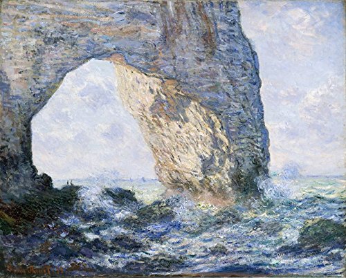 Wieco Art MON-0001 – Reproducción del lienzo La Manneporte de Claude Monet, famosas pinturas al óleo – paisaje de mar, playa, fotos sobre lienzo, decoración de pared, arte para oficina