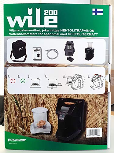 WILE 200 Analizador de precisión de humedad, Peso Específico y Temperatura portátil de jarra para 30 variedades de Cereales y Semillas - Humidímetro agrícola