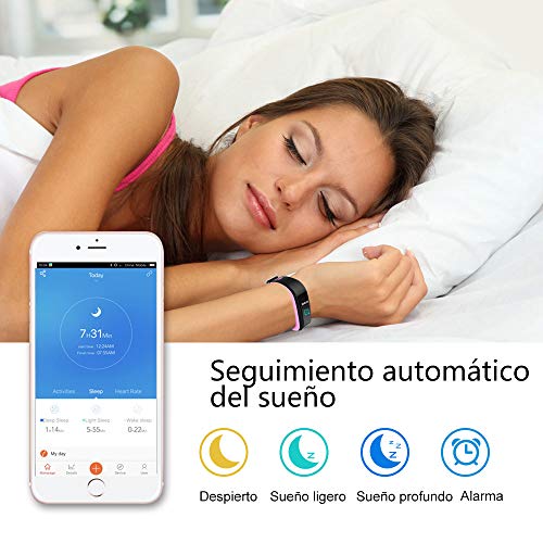 Willful Pulsera Actividad, Pulsera Actividad Inteligente Pantalla Color Reloj con Pulsómetro Impermeable IP68 Podómetro Pulsera Deportiva Reloj para Xiaomi Samsung Huawei Android iPhone iOS Teléfono