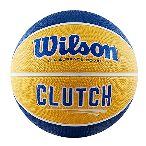 Wilson WTB14199XB07 Pelota de Baloncesto Clutch Caucho Interior y Exterior, Unisex-Adult, Azul/Amarillo, 7