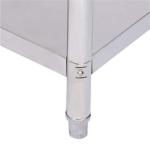 WilTec Mesa de Trabajo Acero INOX con alzatina Superficie Reforzada Altura Ajustable 100x60x85 cm