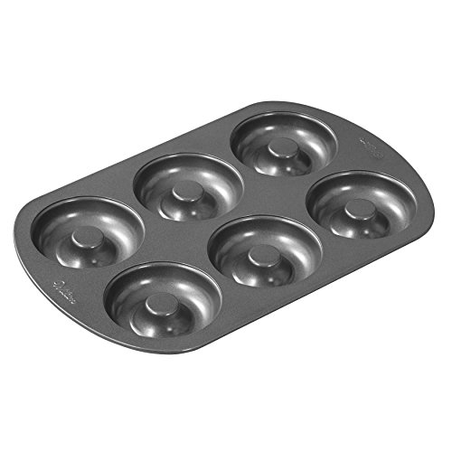 Wilton Molde Antiadherente para Hornear 6 Donuts o Rosquillas de 8,5cm Cada uno, 2105-0565, Acero, Gris, Centimeters