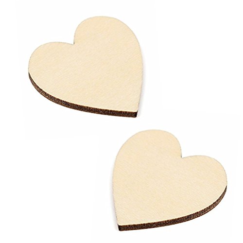 WINOMO 50pcs corazón Madera rodajas Discos para Manualidades Adornos para Navidad Boda DIY 6cm