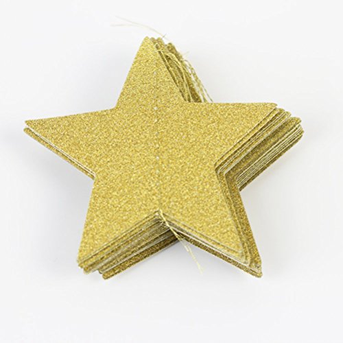 WINOMO Guirnalda de 2 piezas de estrellas doradas para la decoración de la fiesta de Navidad (2M Gold Glitter)