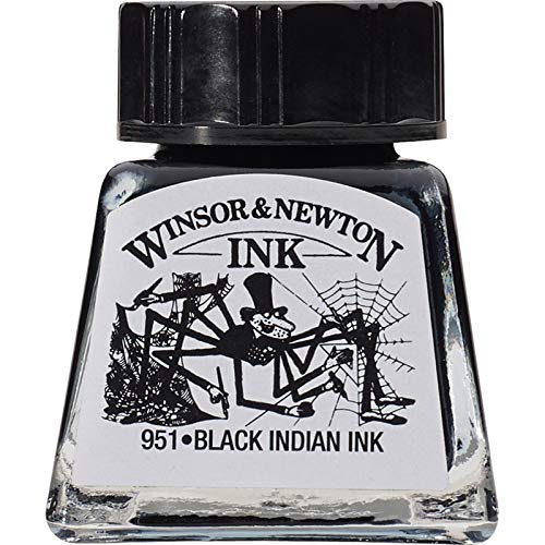 Winsor & Newton 14 ml tinta para dibujo botella – Apple verde, color Black Indian Black Indian