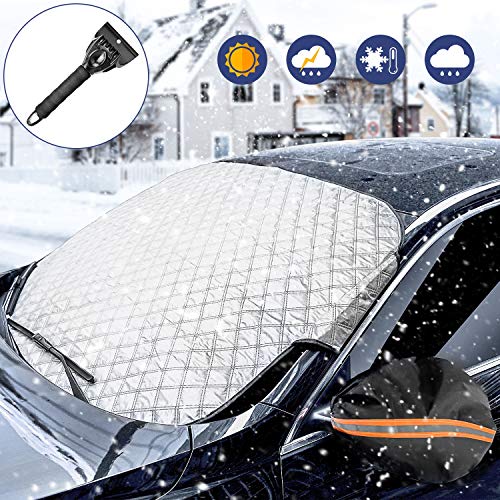 WisFox Parabrisas del Coche Cubierta de Nieve Parabrisas Protector de Pantalla Solar Cubierta de Polvo UV Cubierta de Hielo congelado Mantenga el Coche Fresco en Todos los climas