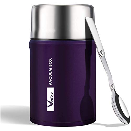 WisFox Termo para Comida 750 ml, Termos Fiambrera Portátil Comida Food Flask Beber y Sopa de Los Niños y Las Comidas de Adultos - Púrpura