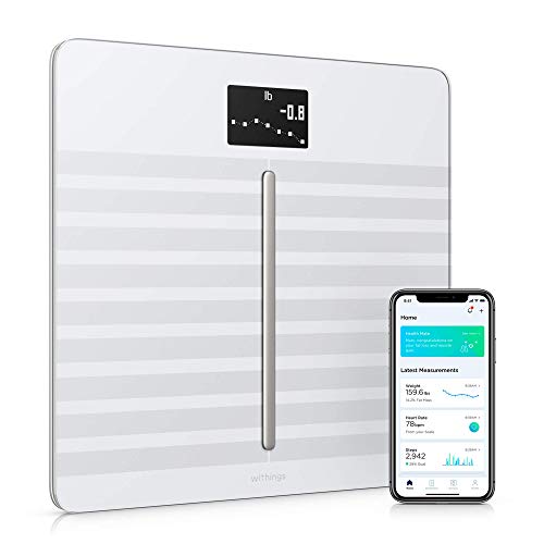 Withings Body Cardio Báscula inteligente con conexión Wi-Fi, composición corporal, frecuencia cardíaca, IMC, masa muscular, grasa y porcentaje de agua corporal, aplicación móvil por Bluetooth o Wi-Fi