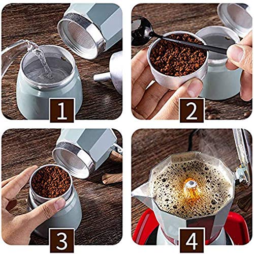 Wivilly Cafetera Cafetera Italiana De Aluminio con Cafetera Y Cafetera con Mango De Madera Portátil 6 Tazas / 300 Ml De Cafetera Espresso,3 Cup