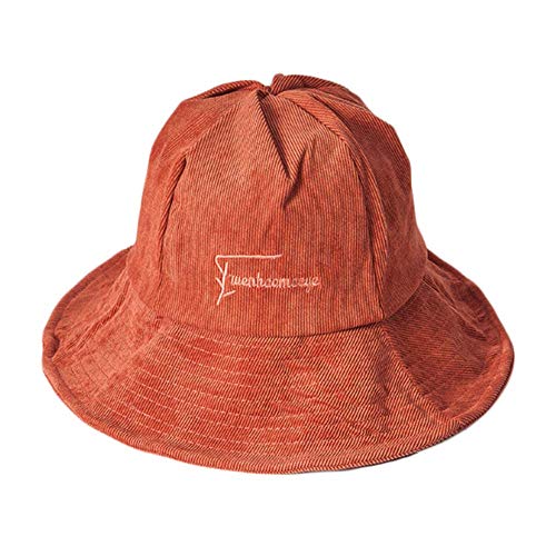 WJJW Versión Coreana De Otoño Invierno Mecha Terciopelo Sombrero para el Sol Chicas japonesas Cien Set Bordado Aleros Grandes Bronceado Literatura Sombrero de Pescador 56-58cm