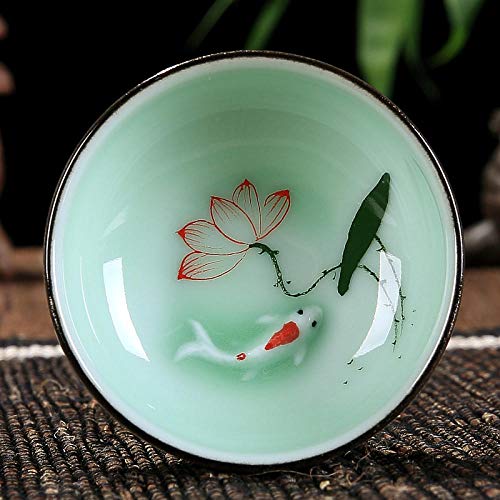 wknbb 60 Ml De Cerámica Taza De Té Pintada A Mano Lotus Carp Celadon Kung Fu Juego De Té Jingdezhen PU Er Tazas De Té Al por Mayor-02