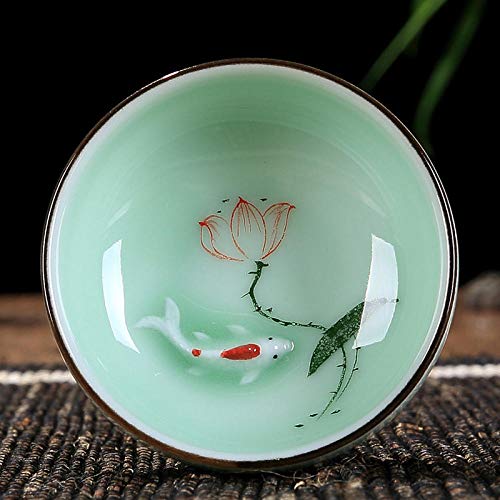 wknbb 60 Ml De Cerámica Taza De Té Pintada A Mano Lotus Carp Celadon Kung Fu Juego De Té Jingdezhen PU Er Tazas De Té Al por Mayor-02