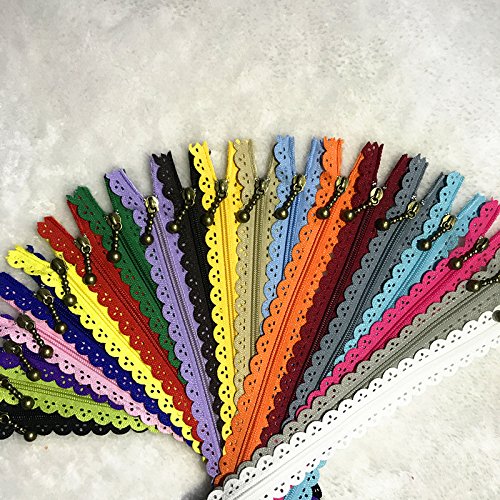 WKXFJJWZC 40 Piezas Coloridas de 20 Colores con Extremo Cerrado de Encaje 3# 50 cm Nailon para Bolsos, Costura con Cremallera