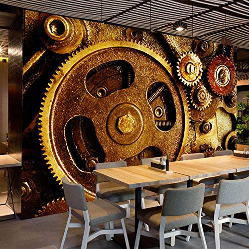 WLPBH Mural Autoadhesivo 3D Papel Tapiz (W)350X(H)256Cm Restaurante De Equipo De Maquinaria Industrial Retro Papel Pintado Restaurante Café Oficina Gimnasio Pasillo Jardín De Infantes Arte De Pared S