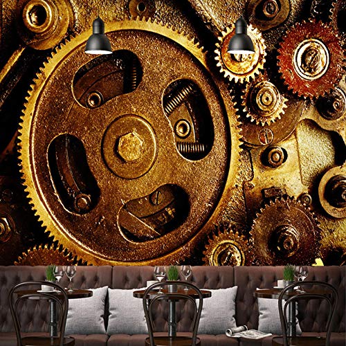 WLPBH Mural Autoadhesivo 3D Papel Tapiz (W)350X(H)256Cm Restaurante De Equipo De Maquinaria Industrial Retro Papel Pintado Restaurante Café Oficina Gimnasio Pasillo Jardín De Infantes Arte De Pared S