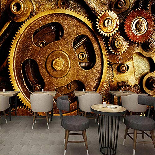 WLPBH Mural Autoadhesivo 3D Papel Tapiz (W)350X(H)256Cm Restaurante De Equipo De Maquinaria Industrial Retro Papel Pintado Restaurante Café Oficina Gimnasio Pasillo Jardín De Infantes Arte De Pared S