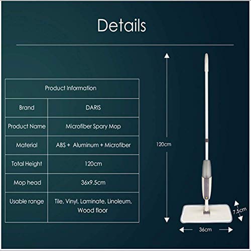 WMC Pulverizar fregona del Piso con Microfibra Reutilizables Pad 360 Mop Handle Grado de la Cocina casera de Madera laminada Cerámica Limpieza del Piso