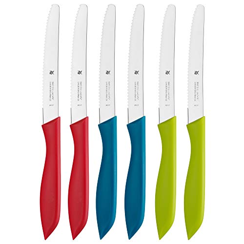 WMF Classic Line - Juego de cuchillos de pan (6 piezas, 23 cm, cuchillo de doble ondulación, acero especial, mango de plástico)