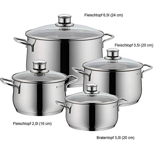 WMF Diadem Plus Batería de Cocina, Acero Inoxidable Pulido, 4 Piezas