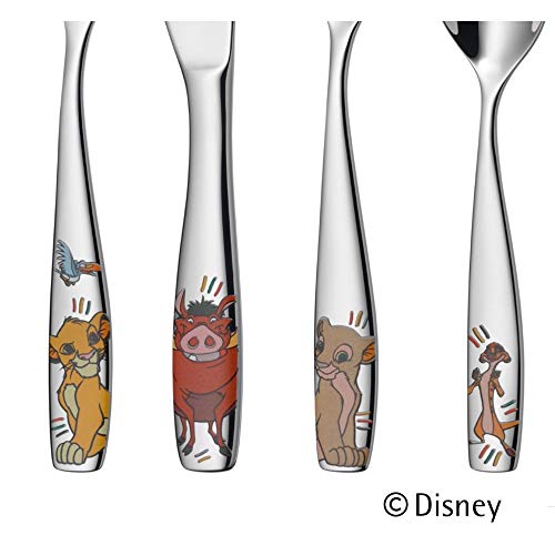 WMF Disney El Rey León - Cubertería para niños 4 piezas (tenedor, cuchillo de mesa, cuchara y cuchara pequeña) (WMF Kids infantil)