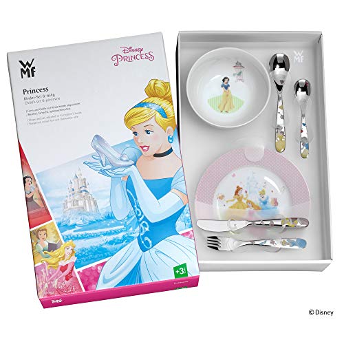 WMF Kids Disney Vajilla Infantil, Acero Inoxidable, Blanco y Rosa, 6 Piezas