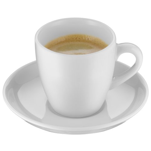 WMF Various Taza y Plato para café Espresso, Acero Inoxidable, Blanco